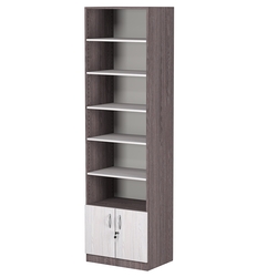 Стеллаж из ДСП с 5-ю полками 400x600 мм серии LEVEL-5 №7 (З/C - ДВП), Ясень Анкор темный + Ясень Анкор светлый