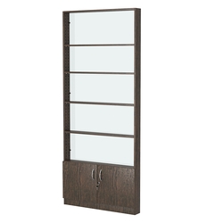 Стеллаж из ДСП с 4-мя полками 100x900 мм серии LEVEL-4 №8-1 (З/C - СТЕКЛО), Дуб Венге