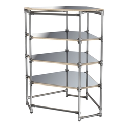 Хромированный стенд Прогресс №3-5 (с полками Зеркало 4мм), Дуб Сонома