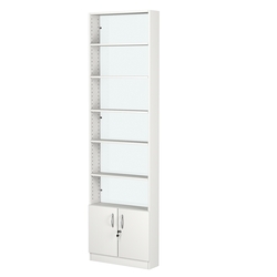 Стеллаж из ДСП с 5-ю полками 150x600 мм серии LEVEL-5 №2-1 (З/C - СТЕКЛО), Белый