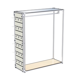 Хромированный стенд-вешало ETD-10 №1-4 (торец-ЭП) с полкой Зеркало 4мм, Крем Вайс