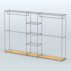 Торговая система ХРОМ без ДСП 3030 мм с прозрачными полками и поручнями №4, Дуб Золотистый