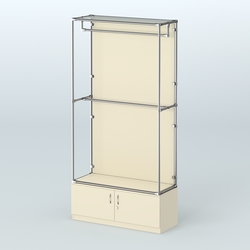 Торговая система ХРОМ (задняя стенка - ДСП) 1200 мм №1-4 с тумбой Т-21 и поручнями, Крем Вайс