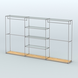 Торговая система ХРОМ без ДСП 3600 мм с прозрачными полками и поручнями №2, Дуб Золотистый