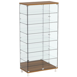 Витрина РОНДО №4-6 на ножках (задняя стенка зеркало), Орех