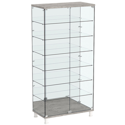 Витрина РОНДО №4-6 на ножках (задняя стенка зеркало), Бетон Чикаго светло-серый F186 ST9