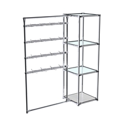 Хромированное вешало ШТАНГА №1-1 с полками стекло 6 мм, Ясень Анкор светлый - U31104