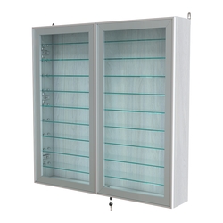 Витрина настенная №4-5А с девятью прозрачными полками серии Collecto, Ясень Анкор светлый