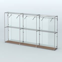 Торговая система ХРОМ (задняя стенка - стекло) 3600 мм с поручнями №7, Орех