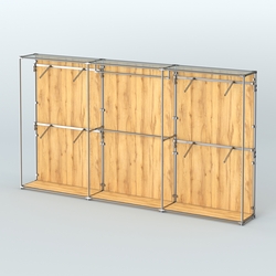 Торговая система ХРОМ (задняя стенка - ДСП) 3600 мм с поручнями №2, Дуб Золотистый