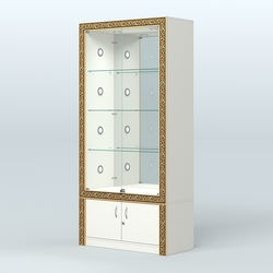 Витрина выставочная с декором №ВБА-3С, Белый