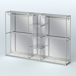 Торговая система ХРОМ (задняя стенка - зеркало) 3600 мм с зеркальными полками и поручнями №4, Метрополитан Грей