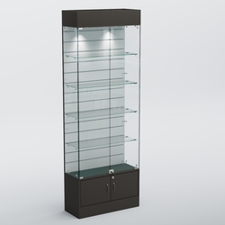 Витрина СЕТЬ №5-П с экономпанелью и полками, Черный + Белый