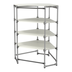 Хромированный стенд Прогресс №3-4 (с полками ДСП 16мм), Белый