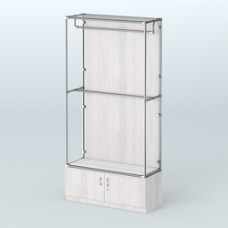 Торговая система ХРОМ (задняя стенка - ДСП) 1200 мм №1-4 с тумбой Т-21 и поручнями, Ясень Анкор светлый