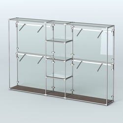 Торговая система ХРОМ (задняя стенка - стекло) 3600 мм с зеркальными полками и поручнями №8, Дуб Венге