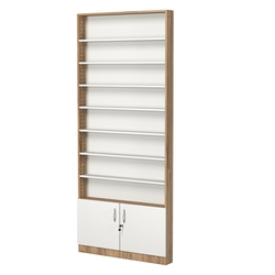 Стеллаж из ДСП с 7-ю полками 100x900 мм серии LEVEL-7 №8 (З/C - ДВП), Дуб Канзас коричневый + Белый