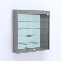 Витрина настенная №204-4А зеркальная с подсветкой, Бетон Чикаго светло-серый F186 ST9