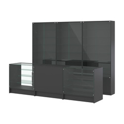 Комплект витрин с регулировочными полками NE-6 №12 и прилавков ЭК-4, Черный