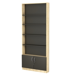 Стеллаж из ДСП с 4-мя полками 150x900 мм серии LEVEL-4 №9 (З/C - ДВП), Дуб Сонома + Черный