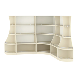 Угловой низкий стеллаж ГАРАНТ №2-О с ограничителями, Крем Вайс + Белый