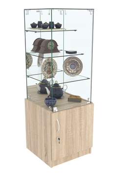 Торговый пристенный прилавок Зеркало с хромированными замками №306 (закрытый), Дуб сонома