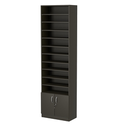 Стеллаж из ДСП с 10-ю полками 300x600 мм серии LEVEL-10 №5-1 (З/C - СТЕКЛО), Черный