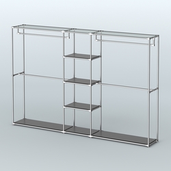 Торговая система ХРОМ без ДСП 3030 мм с полками ДСП и поручнями №4, Черный