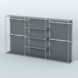 Торговая система ХРОМ (задняя стенка - ДСП) 3600 мм с зеркальными полками и поручнями №5, Темно-Серый