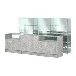 Комплект низких витрин ХП-07 и прилавков ЭК-2, Метрополитан Грей