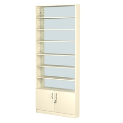 Стеллаж из ДСП с 6-ю полками 150x900 мм серии LEVEL-6 №9-2 (З/C - ЗЕРКАЛО), Крем Вайс