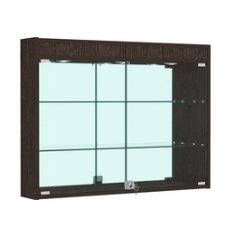 Витрина настенная №3-4А зеркальная с двумя широкими полками и фризом, Дуб Венге