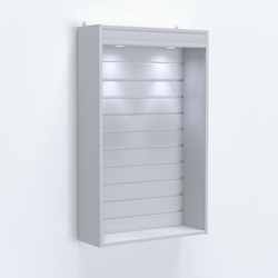 Витрина настенная №202-2В с верхней подсветкой и эконом панелью, Серый