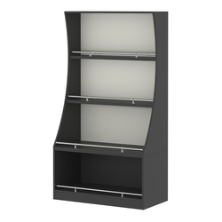 Стеллаж Гарант низкий №2-1-900-О с ограничителями, Черный и Белый