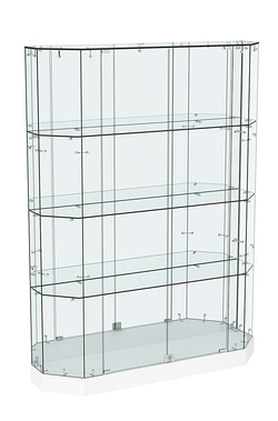 Торговая стеклянная витрина Хит Продаж со скошенным фасадом зеркальная №411, Белый