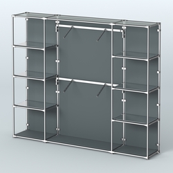 Торговая система ХРОМ (задняя стенка - ДСП) 3600 мм с зеркальными полками и поручнями №7, Темно-Серый