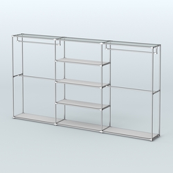 Торговая система ХРОМ без ДСП 3600 мм с полками ДСП и поручнями №2, Серый