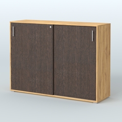 Тумба с раздвижными фасадами Тиана, Дуб Золотистый + Дуб Венге