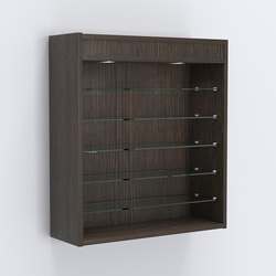 Витрина настенная №201-7Г открытая с пятью полками и верхним светом, Дуб Венге