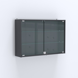 Витрина настенная №203-1А широкая со стеклянными полками, Антрацит