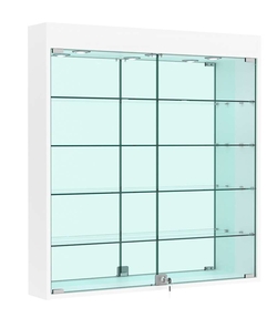 Витрина настенная №4-4А зеркальная с подсветкой, Белый