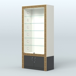 Витрина отдельно-стоящая с декором №ВБА-501С, Белый и Черный