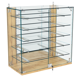 Витрина настенная НЕО №1-4 с зеркалом и пятью полками, Дуб Золотистый