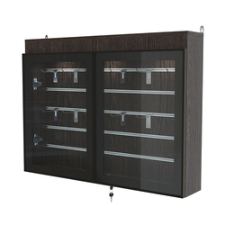 Витрина настенная №3-2Б широкая со встроенной подсветкой  серии Collecto, Дуб Венге