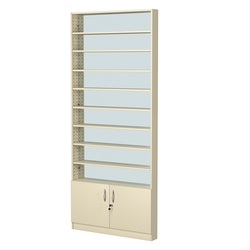 Стеллаж из ДСП с 8-ю полками 100x900 мм серии LEVEL-8 №8-2 (З/C - ЗЕРКАЛО), Крем Вайс