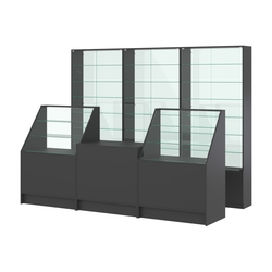 Комплект витрин с регулировочными полками NE-6 №12-1 и прилавков ЭК-7, Черный