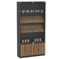 Витрина серии "Смок" №6, Черный + Дуб Канзас коричневый