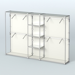 Торговая система ХРОМ (задняя стенка - ДСП) 3600 мм с зеркальными полками и поручнями №8, Белый