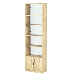 Стеллаж из ДСП с 4-мя полками 300x600 мм серии LEVEL-4 №5-1 (З/C - СТЕКЛО), Дуб Сонома