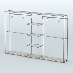 Торговая система ХРОМ без ДСП 3030 мм с прозрачными полками и поручнями №12, Метрополитан Грей